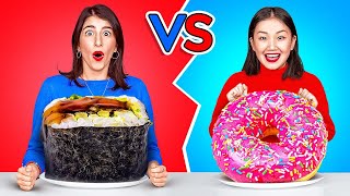 SFIDA DEL CIBO GIGANTE VS QUELLO MINUSCOLO || L’Ultimo a Smettere Vince su 123 GO! CHALLENGE