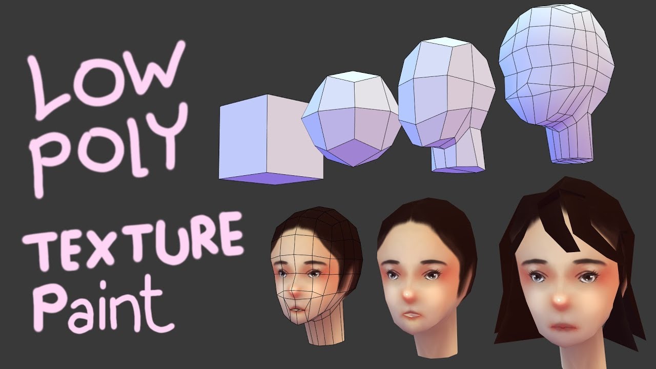 Low Poly Head Modeling with texture painting [Blender 3d] -