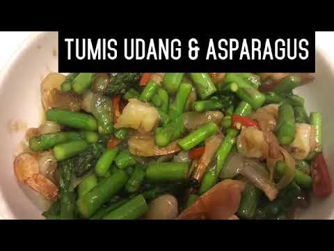 How to cook Asparagus & shrimp (cara tumis asparagus & udang) 