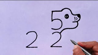 How to draw Dog From Number 522 | Easy Dog Drawing Beginners | Number Drawing