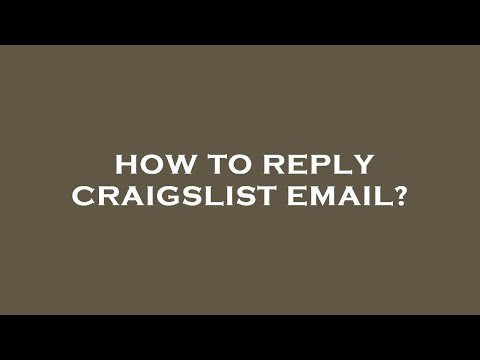 How To Reply To Craigslist Email