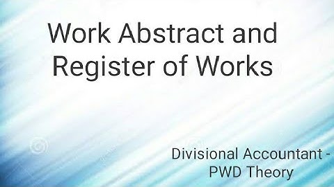 Work Abstract And Register of Works......(tamil)