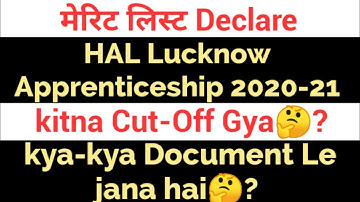 Hal Lucknow Apprentice Merit List/Result Declare 2020-21, HAL Lucknow Apprenticeship Cut-Off Declare