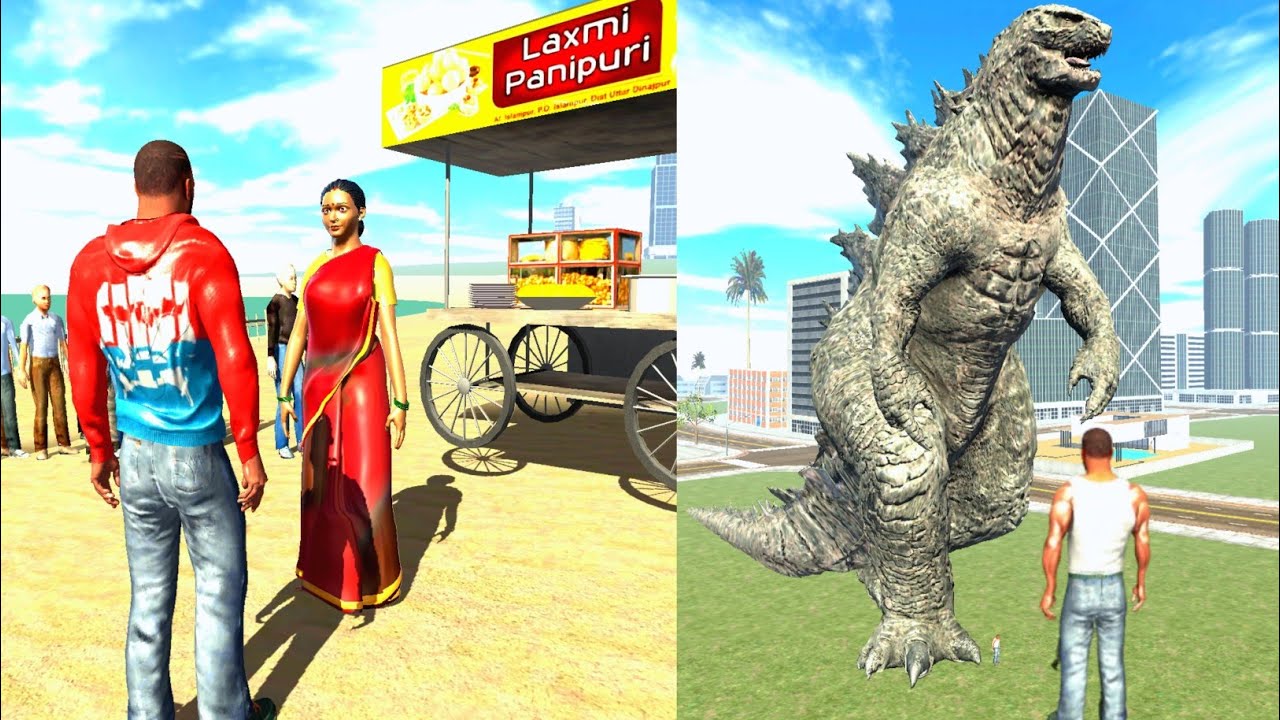 💥Godzilla attacks Franklin | Godzilla Vs Franklin | ইন্ডিয়ান বাইক গেম | Indian Bikes Driving 3D