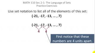 Sets: Using set notation to list elements