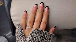 : Beautiful black French nails | Easy tips #nailart