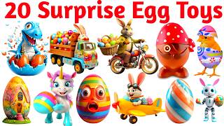 20 सरप्राइज एग टॉयज़ के नाम 🥚 Fun Learning Surprise Egg Toys Names in English for Kids Educational