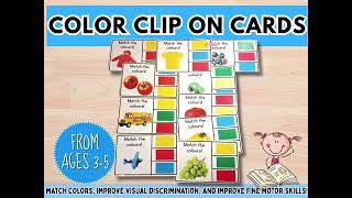 DIY Color Matching Activity for Toddlers Clip-On Cards Printable Ages 3-5