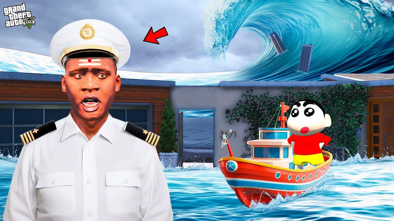 Shinchan & Franklin Biggest Tsunami in GTA 5 