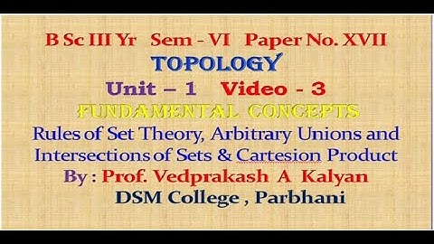 TOPOLOGY Video 3 : Fundamental Concepts - Arbitrary Unions, Intersections Etc. ( BSc TY Sem 6 )