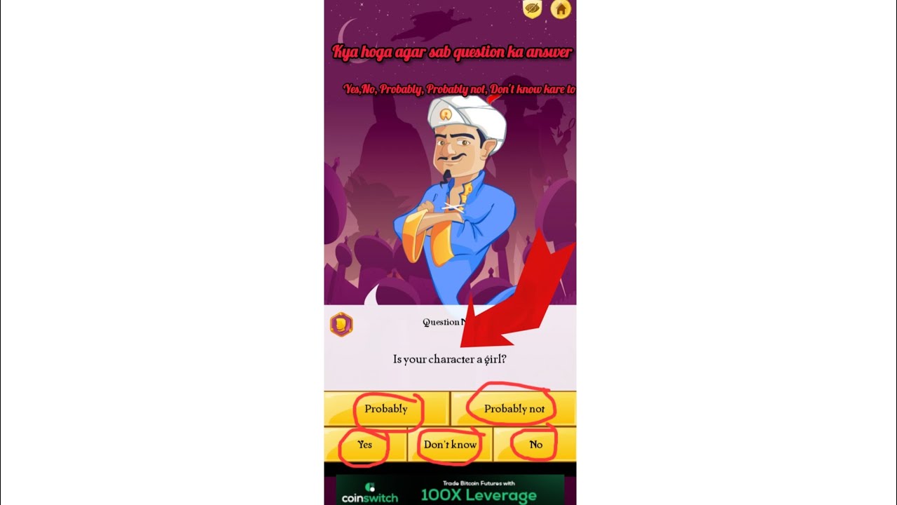 What if we give the akinator all question Yes,No, Don't know, Probably ...