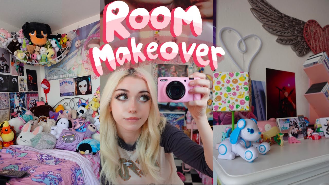 AESTHETIC GIRLY ROOM MAKEOVER! rearranging, cleaning, transforming!