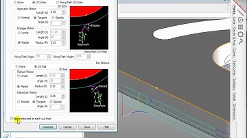 VisualMILL - 2 1/2 Axis Profiling  - Specifying Entry & Exit Motions