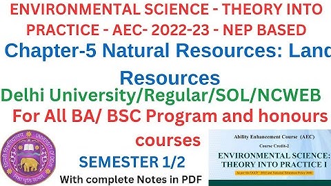Environmental Science-Theory into practice- SEM 1/2 - DU/SOL/NCWEB/ REGULAR- AEC Chapter 5 Explained