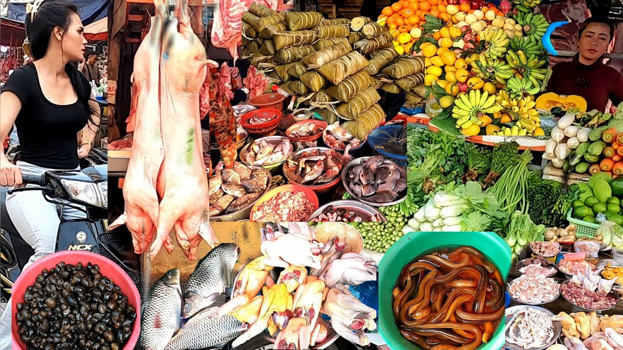 Fresh Food Market Tour - Amazing Chicken Pork Meat and Vegetable Market in the Countryside! #rural