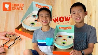 We Built an Arcade Catapult! KiwiCo Tinker Crate Unboxing and Review 2020 | STEM Project