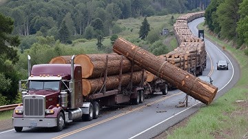 INSANE Logging Truck Driving Skills – Oversize Timber Loads & Fastest Chainsaw Machines! #3