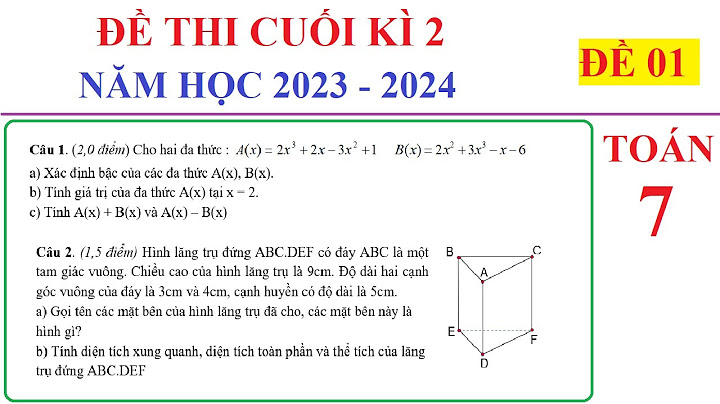 Bài kiểm tra 1 tiết toán 7 hk2 năm 2024