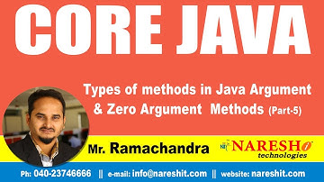 Core Java Tutorial | Types of methods in Java Argument & Zero Argument  Methods Part5|Mr.Ramachandra
