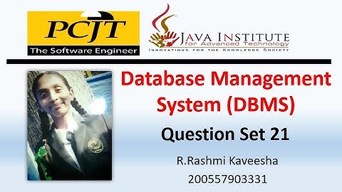 Java Institute || Database Management System(DBMS) || Question Set 21