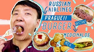 Russian Airlines Business Class, INSANE BURGER & McDonalds In Prague!