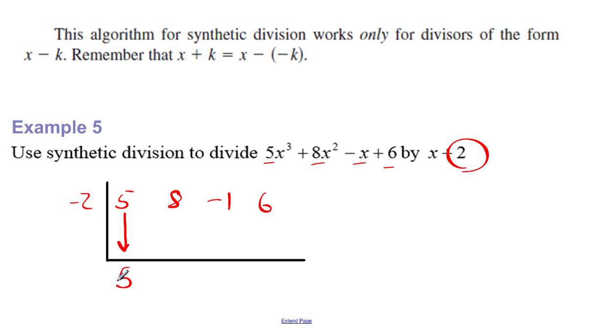 Using the Synthetic Division Example 5 - YouTube