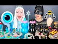 Blue food vs black food challenge    elsa frozen vs batman mukbang by kikimo