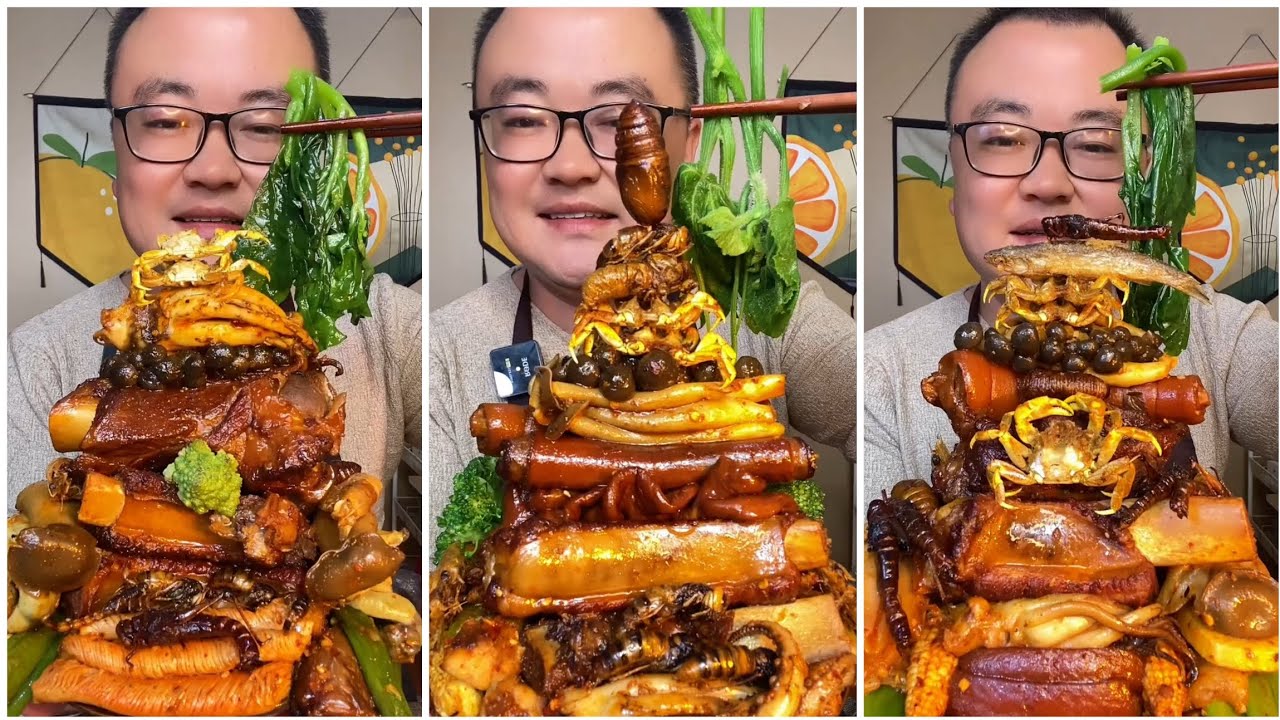 Mukbang#40 :Eat belly pork, 😋😋 Fried skewers. Noodles 🍜🍜