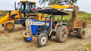 Swaraj 744 FE power plus tractor with fully loaded trolley Pulling | John Deere tractor power | CFV