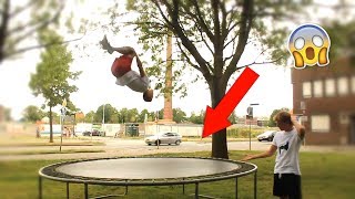 WE FOUND A RANDOM TRAMPOLINE ON THE STREETS!