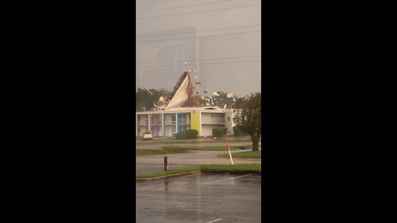 Hotel roof ripped off by Hurricane Isaias winds