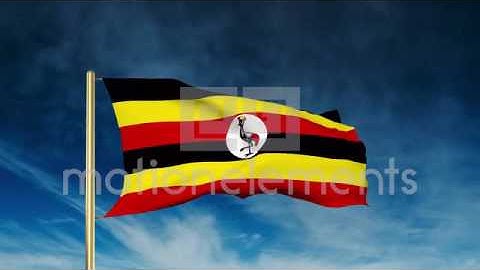 Uganda Flag Slider Style. Waving In The Wind With Cloud Background Animation Stock Animation