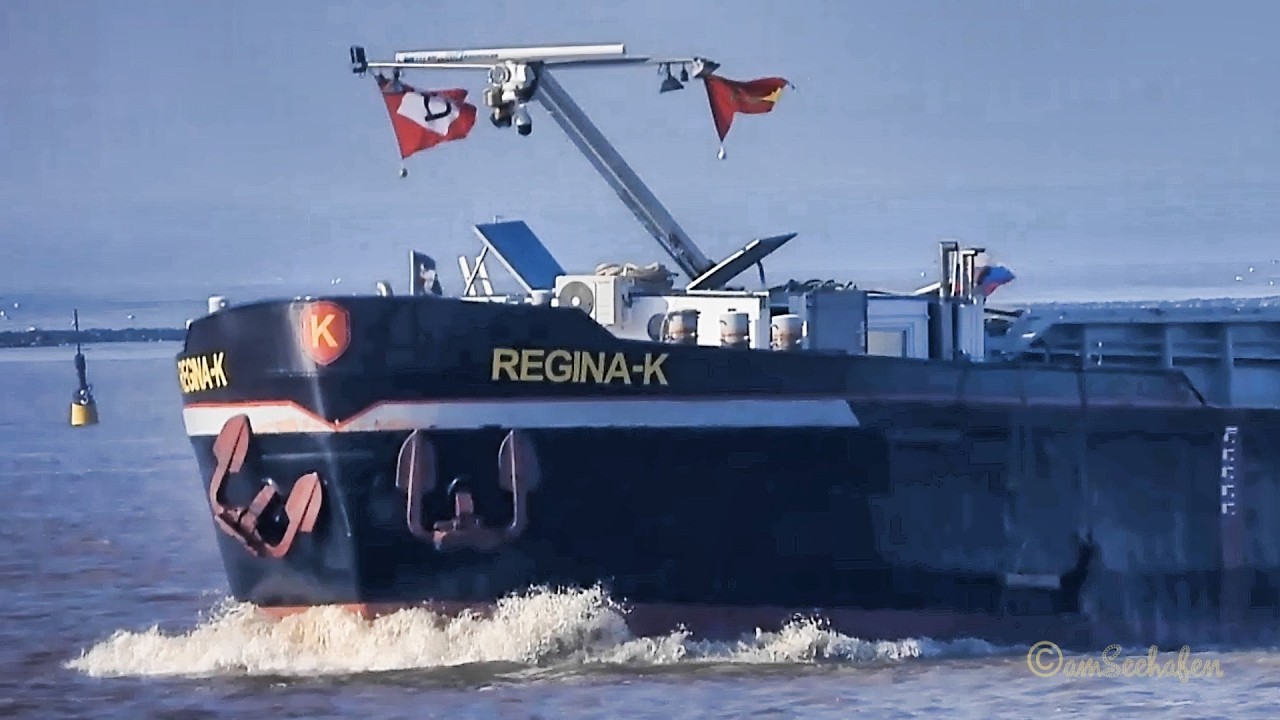 Bergfahrt Binnenschiff GMS REGINA K Emden inland cargo ship DF7774 MMSI 211414050 BJ 1963