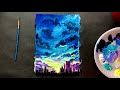 НЕБО В ОБЛАКАХ ☁️• Как просто нарисовать город • Рисуем закат • Рисование для начинающих • Пейзаж