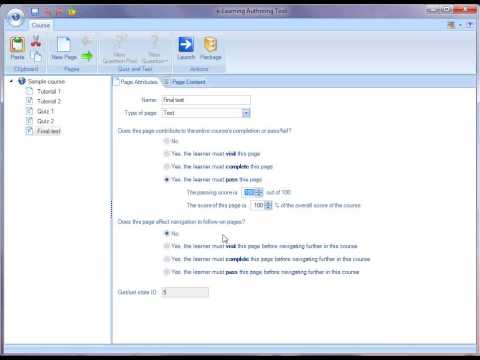 e-Learning Authoring Tool's course completion settings