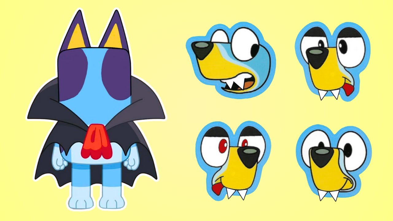 Bluey Make a Face Stickers - Bluey & Bingo Halloween Costume Craft ...