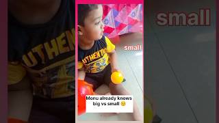 😎Monu learning through play 💛 Big ball or small ball? Watch her cute answer 😍🎈🧿