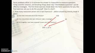 Week #7 Homework: Fermi Problems