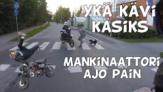 Ykä kävi käsiks ja mankikuski ajo päin