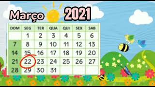 Calendário Segunda-Feira 22 De Março Bom Dia E Boa Tarde