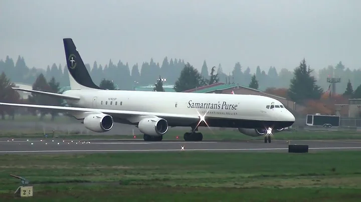 Samaritan's Purse McDonnell Douglas DC-8-72CF takeoff from Portland Airport