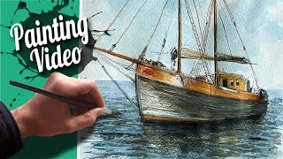 Watercolor | Aquarell - Segelboot malen -sailboat -Watercolor demo by Kunstansicht