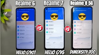 Realme 8 5G Vs Realme 7 Vs Realme 6 AnTuTu Benchmark | G90T Vs G95 Vs Dimensity 700 Speed Test