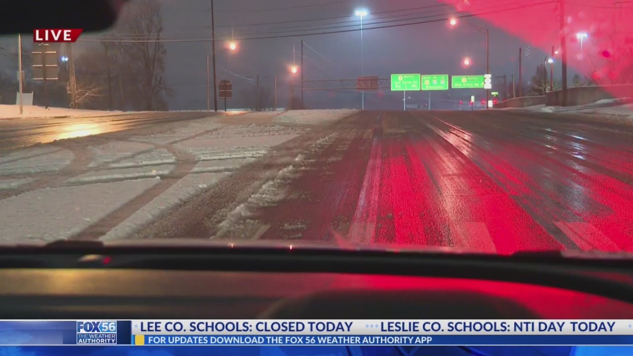 Road conditions in Georgetown, Lexington after overnight snow - YouTube