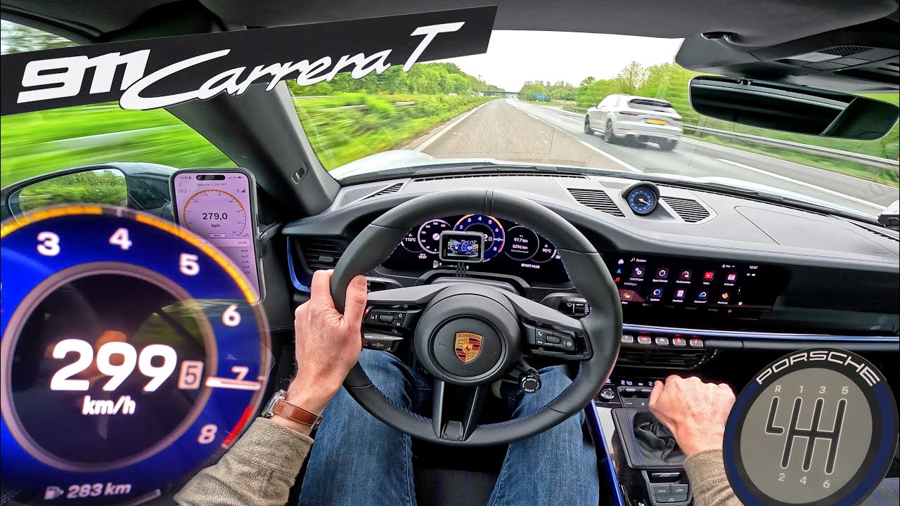 2025 Porsche 992.2 911 Carrera T MANUAL | 299KMH POV on AUTOBAHN