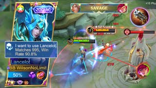 SAVAGE!! LANCELOT BEST BUILD FOR AUTO WIN IN 2022! ( EASY 1 VS 5 SAVAGE 😱) AGGRESSIVE GAMEPLAY 🔥