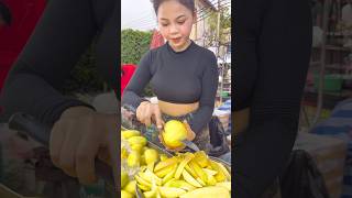 Thai Lady Cutting Mango - Fruits Cutting Skill