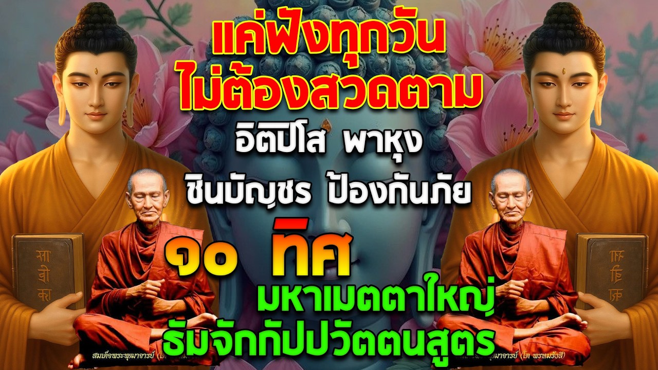 อิติปิโส พาหุง ชินบัญชร ป้องกันภัย ๑๐ ทิศ 🙏 มหาเมตตาใหญ่ ยอดพระกัณฑ์ไตรปิฎก ธัมจักกัปปวัตตนสูตร