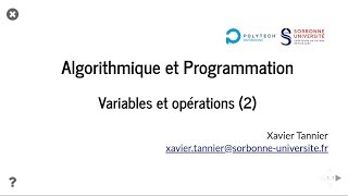 Programmation en python : 2.1 Opérations