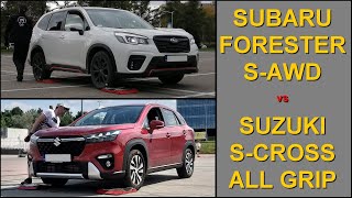 SLIP TEST - Subaru Forester S-AWD vs Suzuki S-Cross All Grip - @4x4.tests.on.rollers